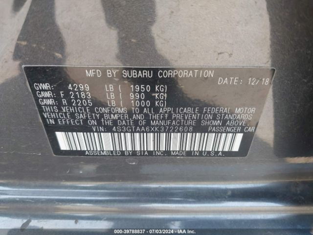4S3GTAA6XK3722608 Subaru Impreza 2.0i