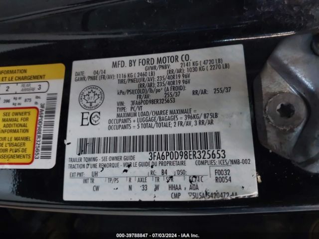 3FA6P0D98ER325653 Ford Fusion Titanium