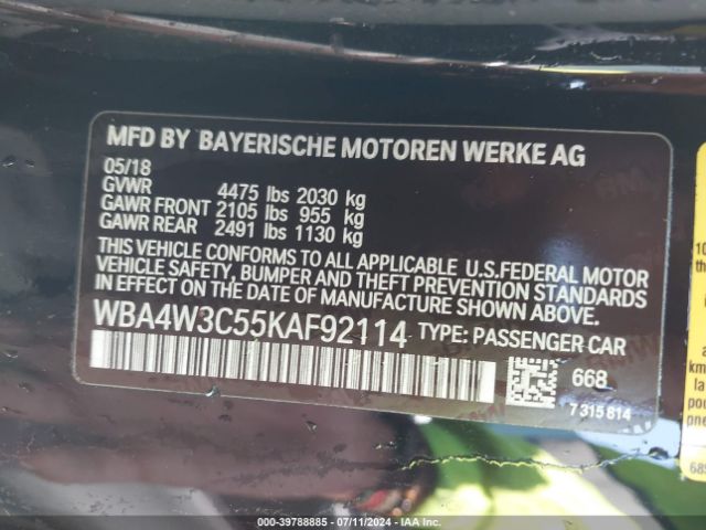 WBA4W3C55KAF92114 BMW 430I