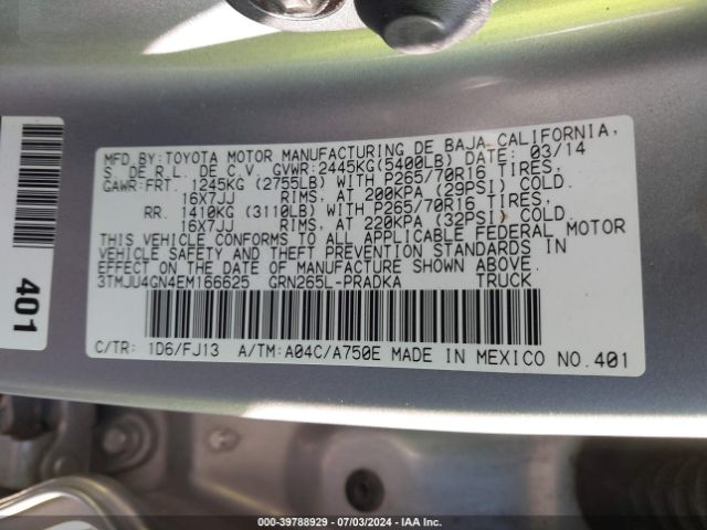 3TMJU4GN4EM166625 Toyota Tacoma Prerunner V6