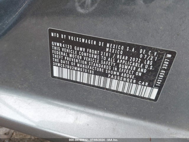 3VWC57BU2MM070185 Volkswagen Jetta 1.4t R-line/1.4t S/1.4t Se