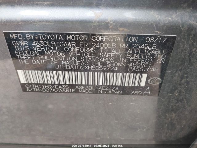 JTHBA1D2XH5059724 Lexus IS 200T