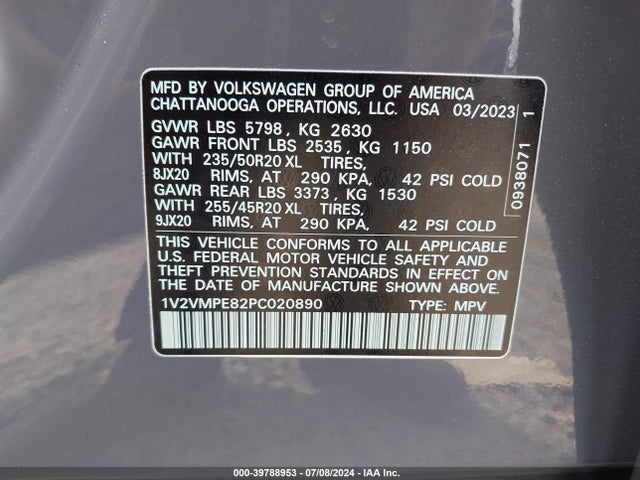 1V2VMPE82PC020890 Volkswagen Id.4 Pro/pro S