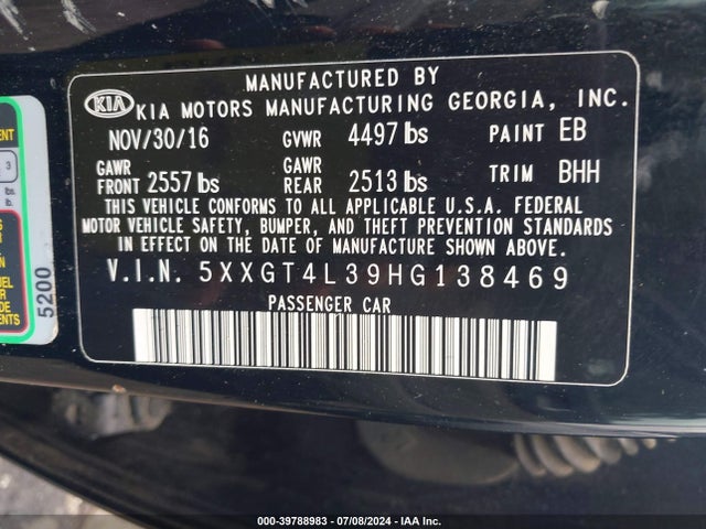 KIA Optima Lx 2017 5XXGT4L39HG138469 Image 9
