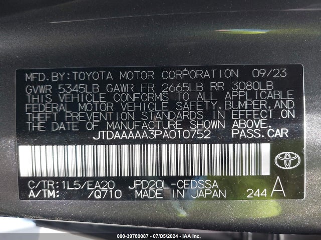 Toyota Mirai Xle 2023 JTDAAAAA3PA010752 Image 9
