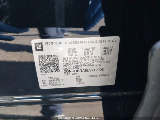 3GNKBBRA6LS712396 Chevrolet Blazer Fwd 1lt