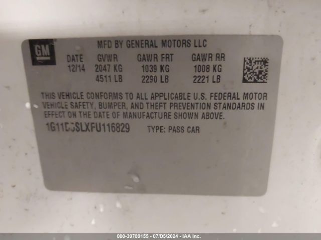 1G11D5SLXFU116829 Chevrolet MALIBU 2LT
