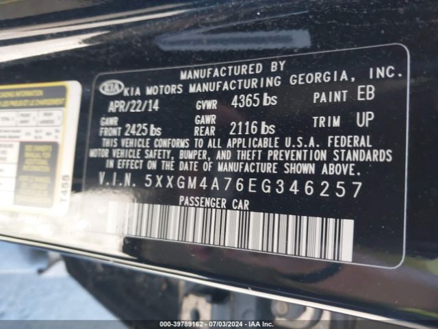 5XXGM4A76EG346257 KIA Optima Lx