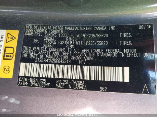 2T2BZMCA2GC049349 Lexus Rx 350 F Sport
