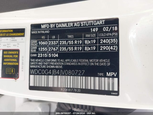 WDC0G4JB4JV080727 Mercedes-Benz GLC 300