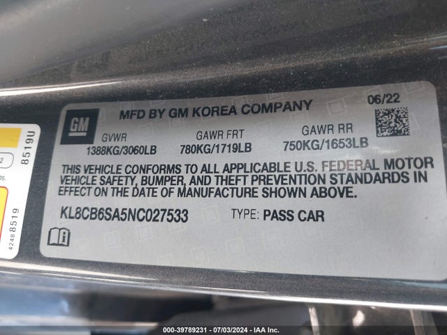 Chevrolet Spark Fwd Ls Automatic 2022 KL8CB6SA5NC027533 Image 9