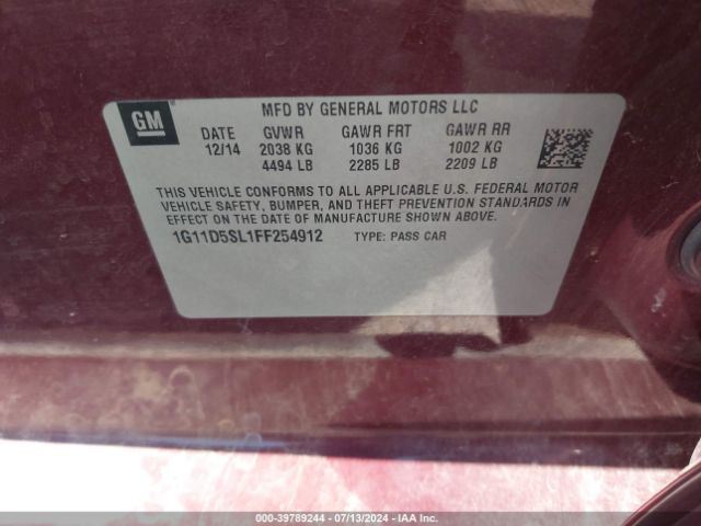 1G11D5SL1FF254912 Chevrolet MALIBU 2LT
