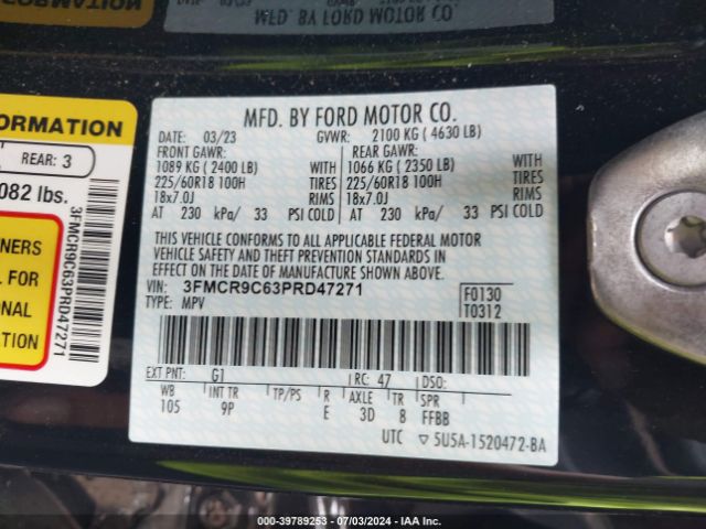 3FMCR9C63PRD47271 Ford Bronco Sport Outer Banks