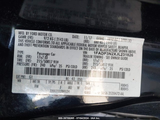 Ford Focus Titanium 2018 1FADP3N2XJL231826 Image 9