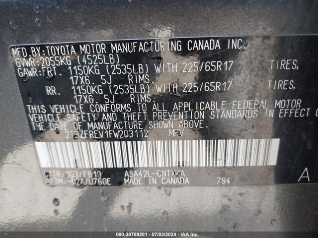 Toyota RAV4 LE 2015 2T3ZFREV1FW203112 Image 9