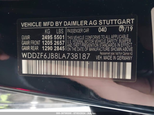 WDDZF6JB8LA738187 Mercedes-Benz E 450 4matic