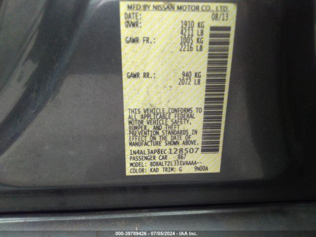 1N4AL3AP8EC128507 Nissan Altima 2.5 Sv