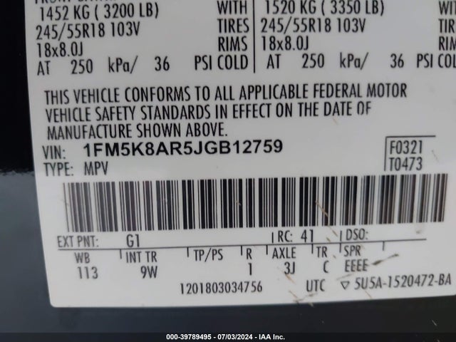 Ford Police Interceptor Utility 2018 1FM5K8AR5JGB12759 Image 9