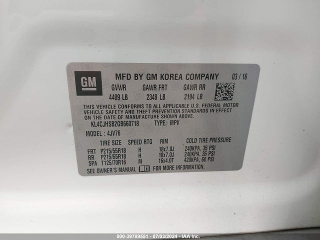 KL4CJHSB2GB660718 Buick Encore Premium