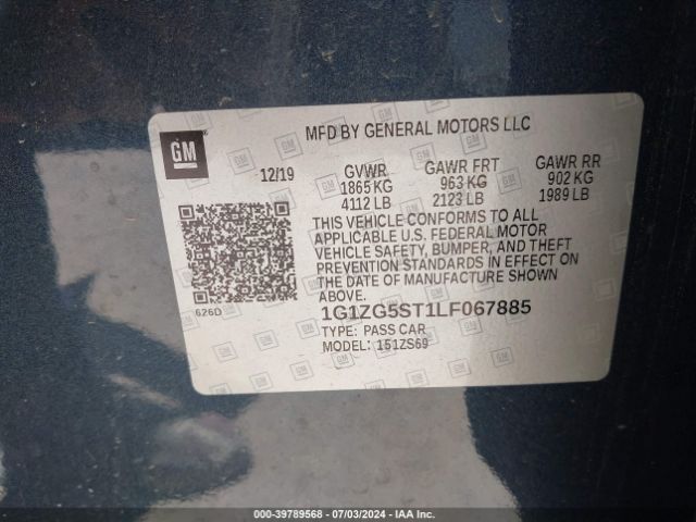 1G1ZG5ST1LF067885 Chevrolet Malibu Fwd Rs