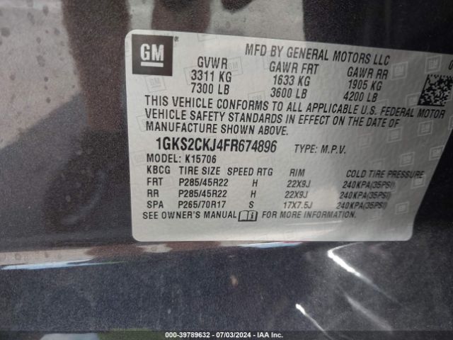 1GKS2CKJ4FR674896 GMC YUKON DENALI