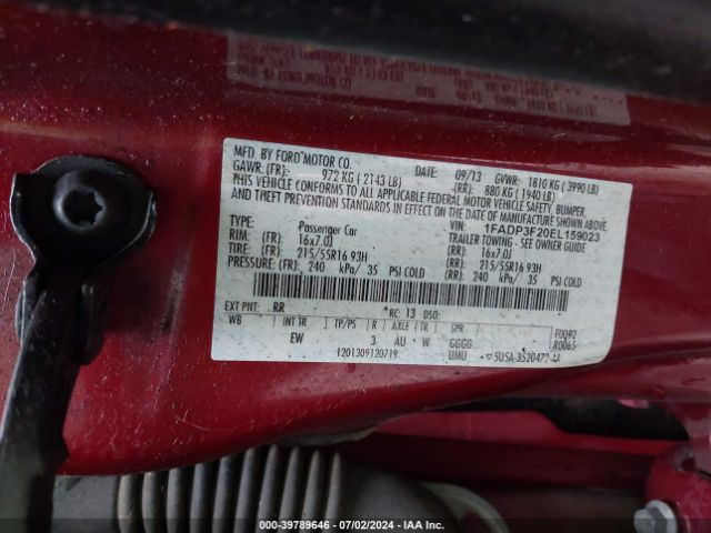 1FADP3F20EL159023 Ford FOCUS SE