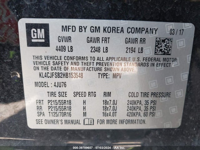 KL4CJFSB2HB153548 Buick Encore Preferred Ii