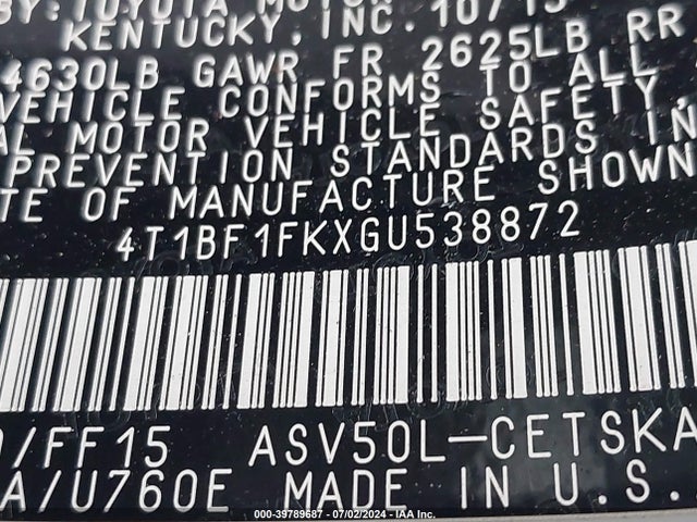 Toyota CAMRY SE 2016 4T1BF1FKXGU538872 Image 9
