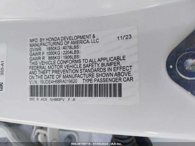 19UDE4H68RA019620 Acura Integra A-spec Technology Package