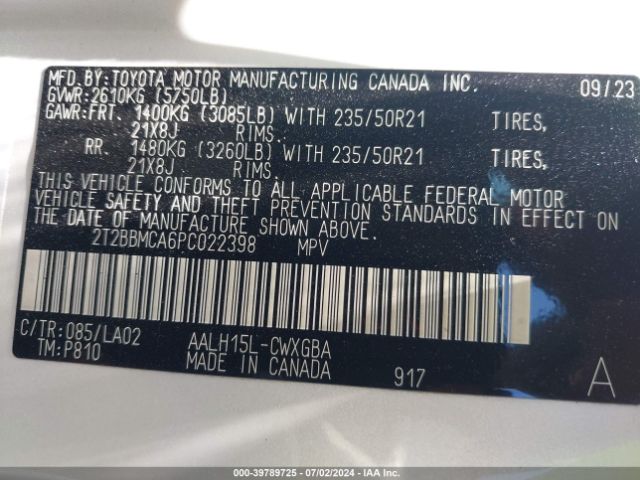 2T2BBMCA6PC022398 Lexus Rx 350h Luxury