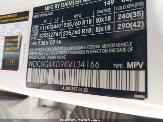 WDC0G4KB9KV134166 Mercedes-Benz Glc 300 4matic