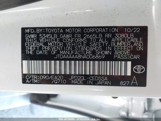 Toyota Mirai Xle 2022 JTDAAAAA8NA006869 Image 9