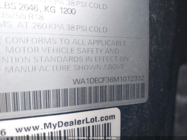 WA1DECF36M1012332 Audi Q3 Premium 45 Tfsi S Line Quattro Tiptronic