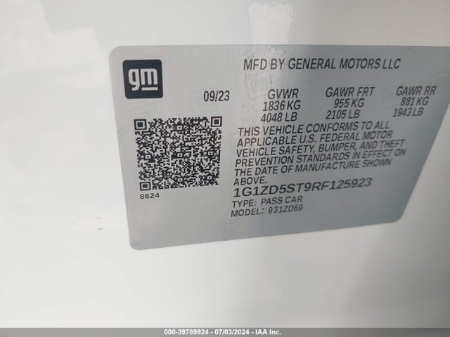Chevrolet MALIBU LT 2024 1G1ZD5ST9RF125923 Image 9