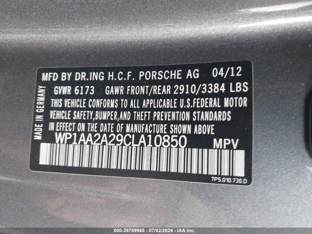 2012 PORSCHE CAYENNE WP1AA2A29CLA10850 Photo 8