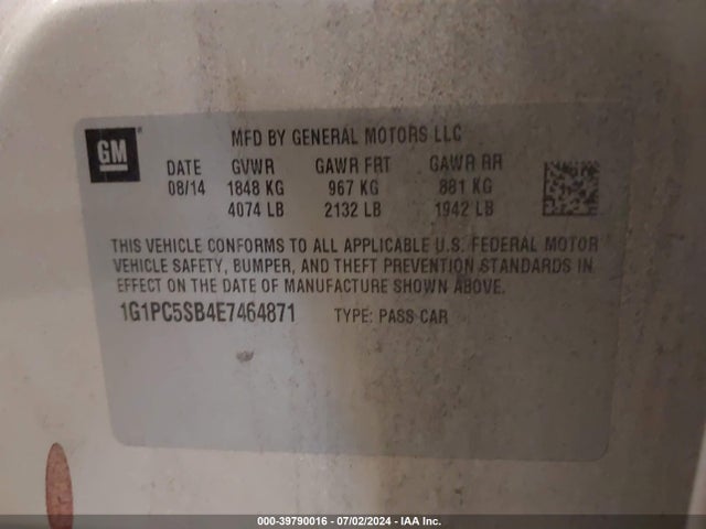 Chevrolet Cruze 1lt Auto 2014 1G1PC5SB4E7464871 Image 9