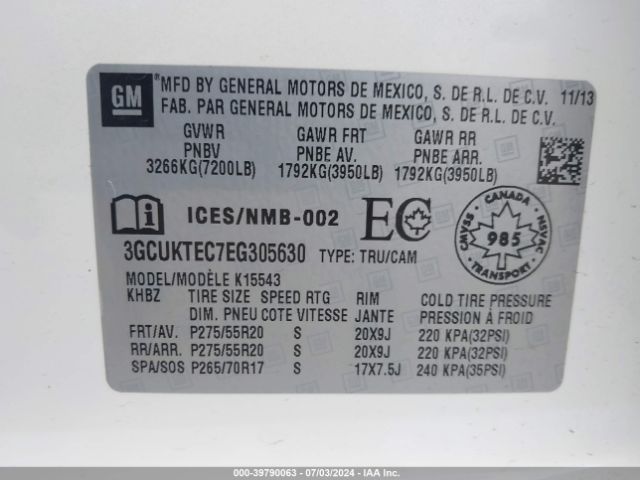 3GCUKTEC7EG305630 Chevrolet Silverado 1500 High Country