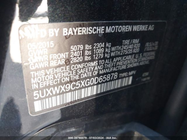 5UXWX9C5XG0D65878 BMW X3 Xdrive28i