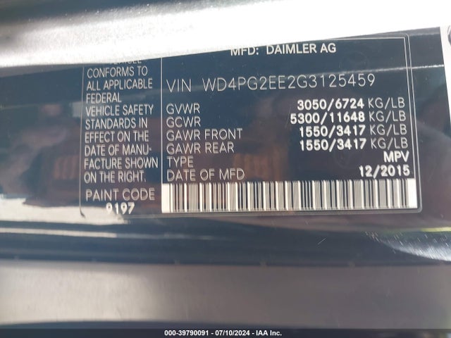 WD4PG2EE2G3125459 Mercedes-Benz Metris