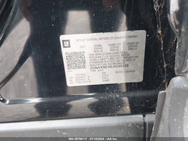Chevrolet EQUINOX LT 2018 2GNAXSEV6J6245028 Image 9