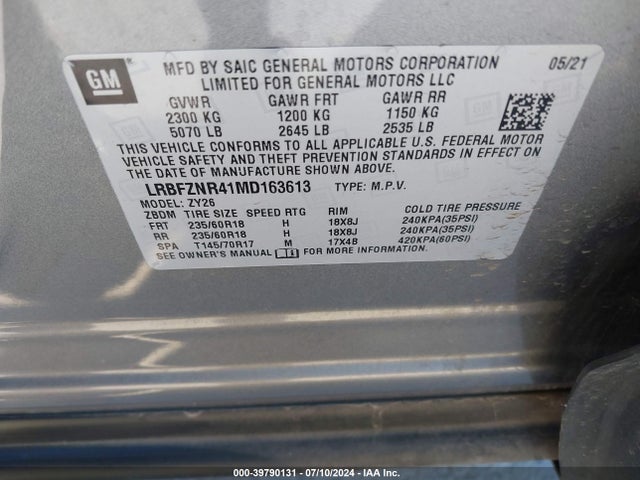 LRBFZNR41MD163613 Buick Envision Fwd Essence