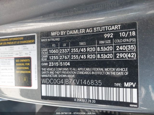 WDC0G4JB7KV146835 Mercedes-Benz GLC 300