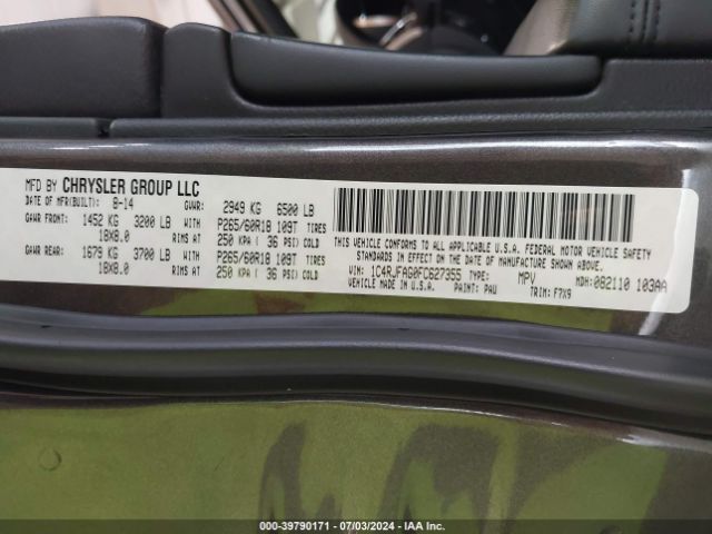 1C4RJFAG0FC627355 Jeep Grand Cherokee Laredo