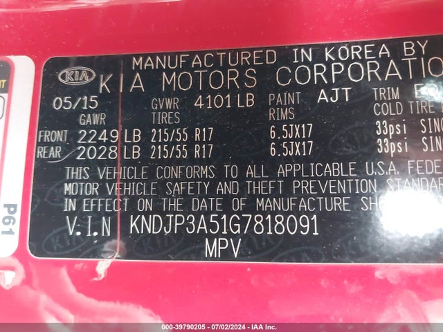 KIA SOUL + 2016 KNDJP3A51G7818091 Image 9