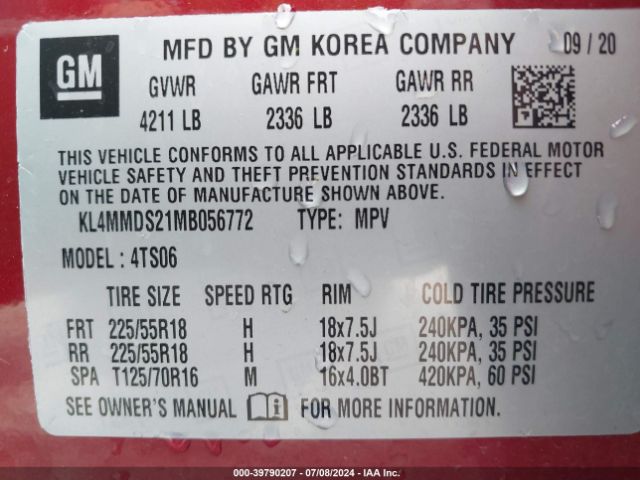 KL4MMDS21MB056772 Buick Encore Gx Fwd Select