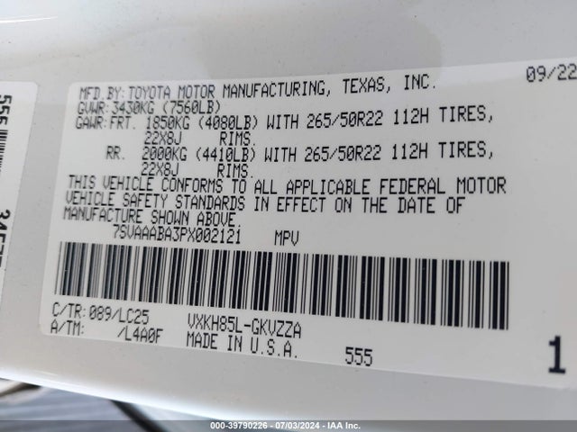 Toyota Sequoia Capstone 2023 7SVAAABA3PX002121 Image 9