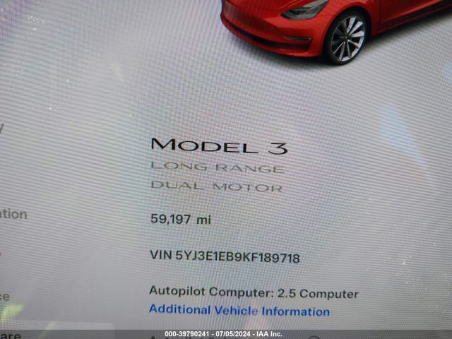 2019 TESLA MODEL 3 5YJ3E1EB9KF189718 Photo 6