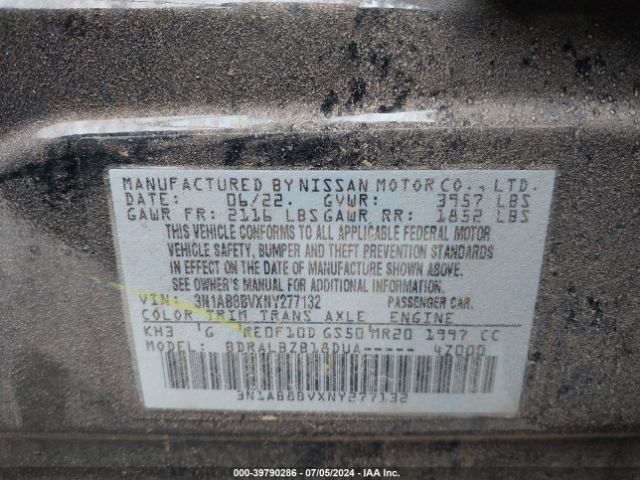3N1AB8BVXNY277132 Nissan Sentra S Xtronic Cvt