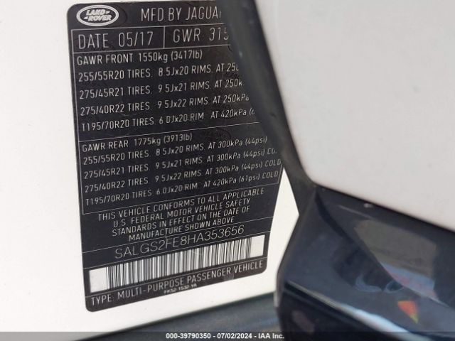 SALGS2FE8HA353656 Land Rover Range Rover 5.0l V8 Supercharged