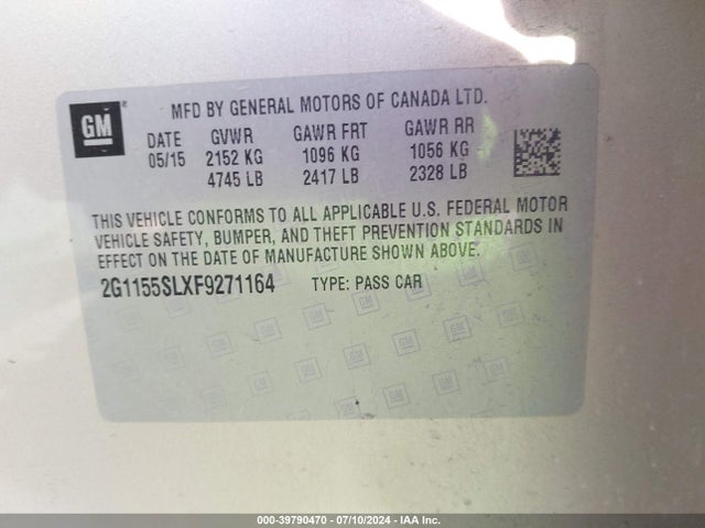 Chevrolet Impala 1lz 2015 2G1155SLXF9271164 Image 9